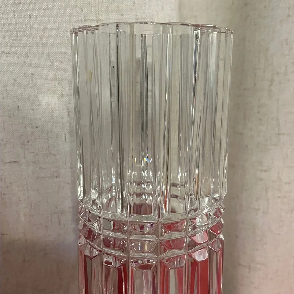MCM Mid-Century Modern Designer Crystal Cylinder Vase 9”H 3.25”D